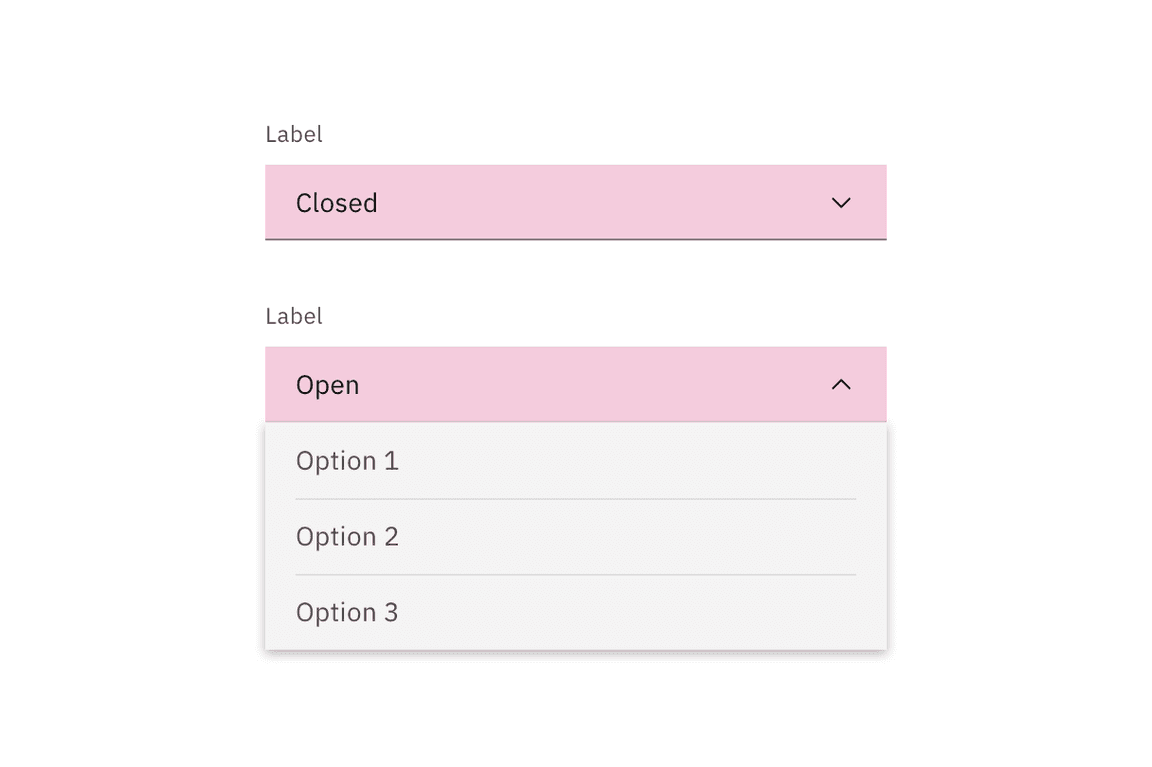 Fixed dropdown closed and open state click targets.